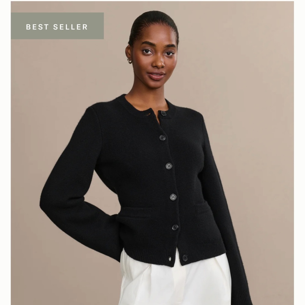 Jenni Kayne Black Button-Front Crew Cardigan